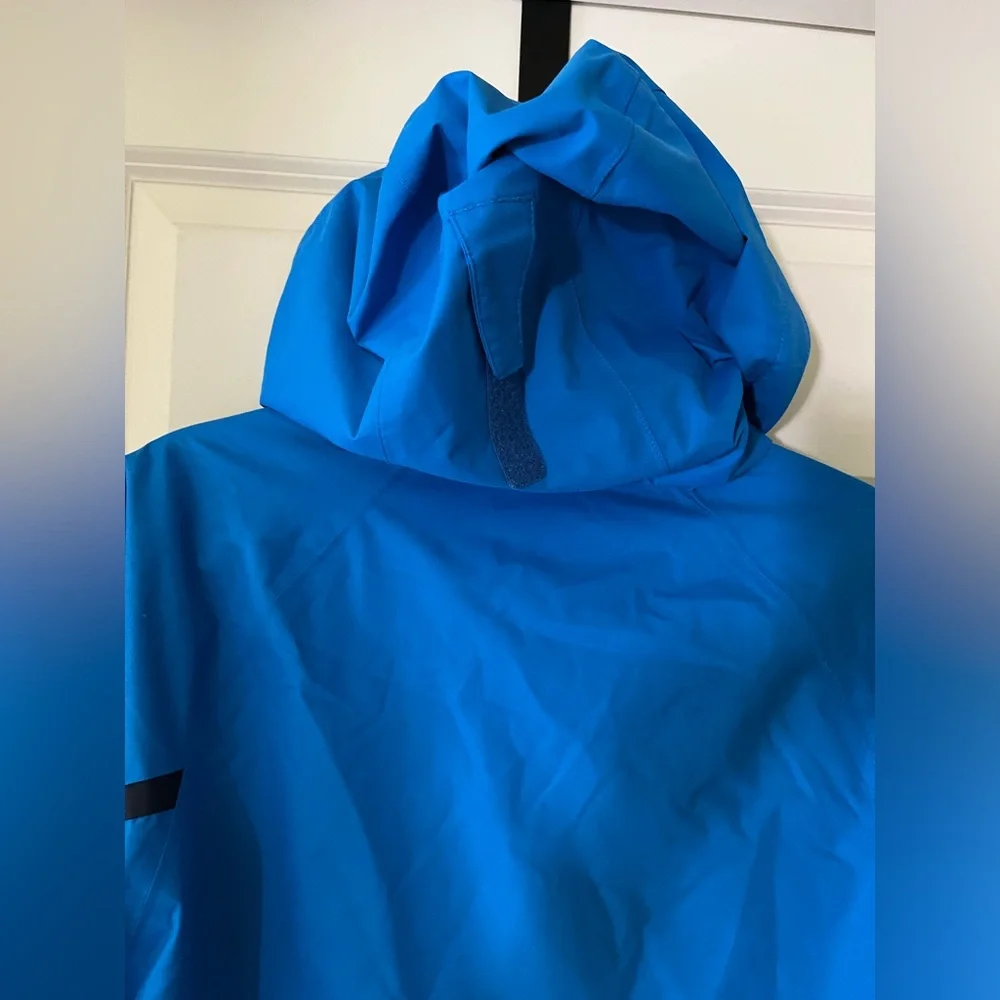 Men’s Columbia Omni-heat blue hooded winter jacket, multiple pockets, Velcro-S